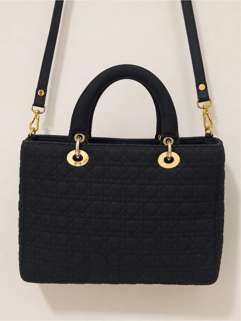 Black Quilted Tote Bag Gold Hardware Top Handle Crossbody Shoulder Purse